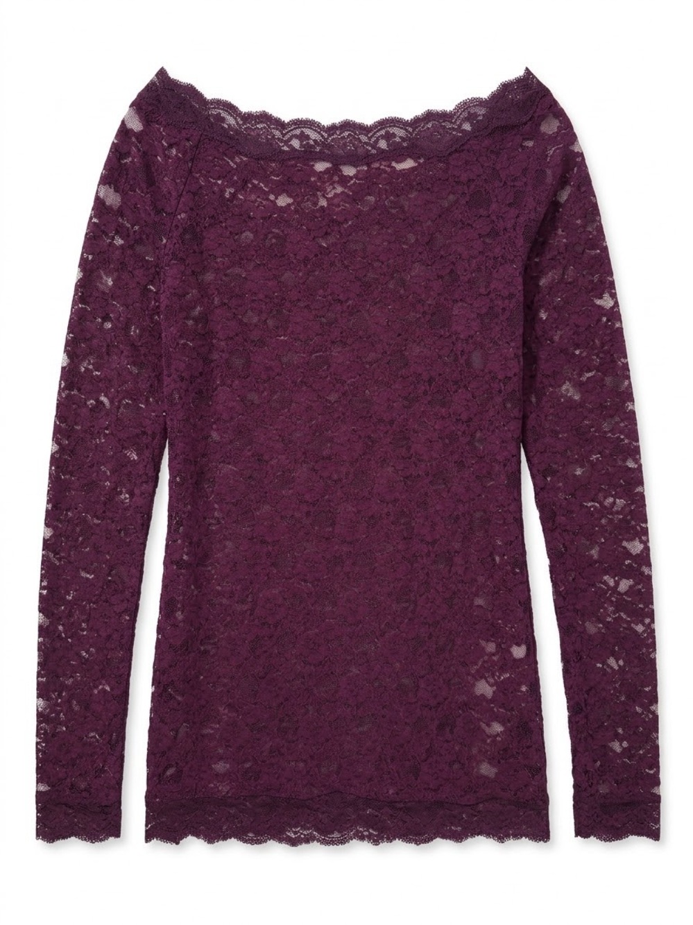 Free People Off-Shoulder Long Sleeve Lace Top Purple Medium